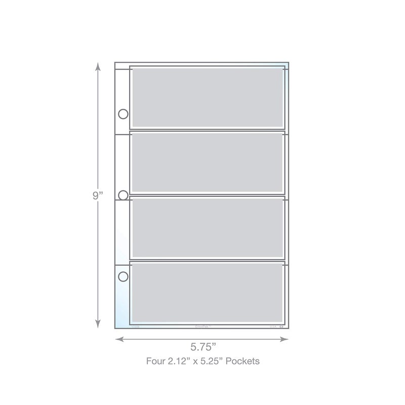 EnvyPak Four Pocket Sheet Protector Refill Pages - Top Loading, Clear, Archival Safe - Each Pocket Can Hold 2x5 Paper Such as Concert Ticket Stubs - Pack of 20 Pages - Image 2